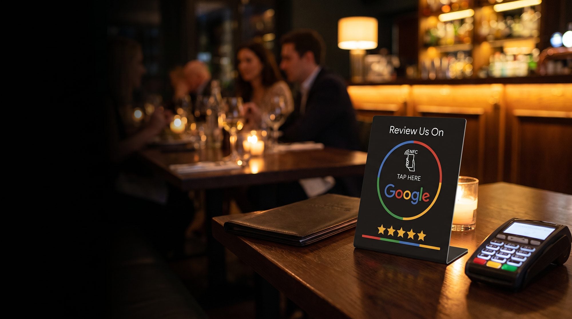 NFC стойка за Google ревюта, поставена в търговски обект — снимка 2 от 4